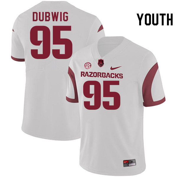 Youth #95 Sam Dubwig Arkansas Razorbacks College Football Jerseys Stitched-White